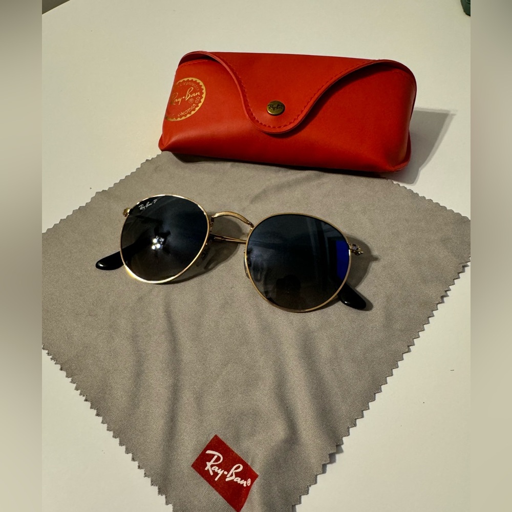 Ray Ban Round custom gold frame metal